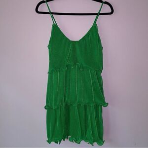 Better Be S Mini Dress Kelly Green Tiered Lettuce Cocktail Sundress
